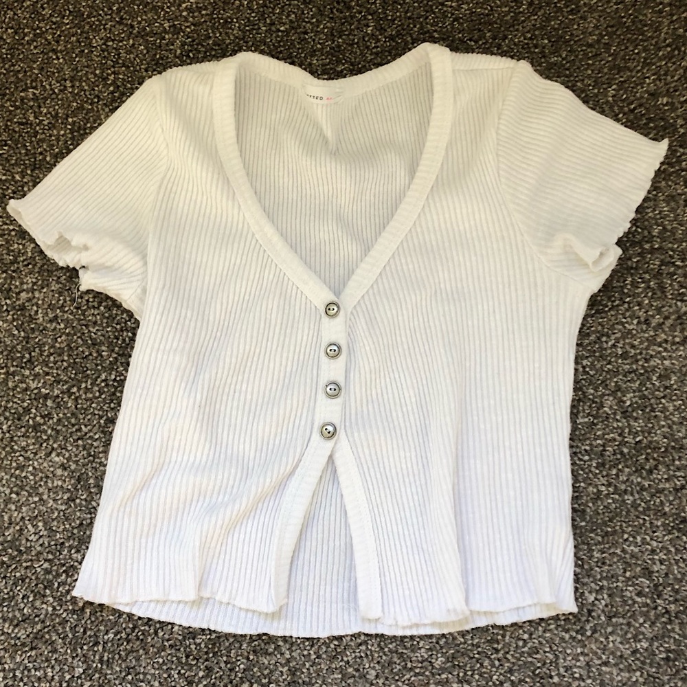 White Ribbed Crop Top